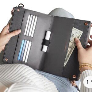 Dagne Dover Essentials Clutch Wallet Gray Vegan Leather Crossbody